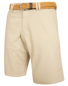 KAM Belted Dobby Weave Stretch Chino Shorts Sand